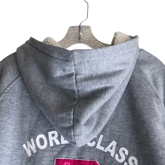 Rocawear Women's Sherpa Hoodie Jacket XL Faux Fur Lined Cotton Fleece Full Zip - Picture 12 of 13